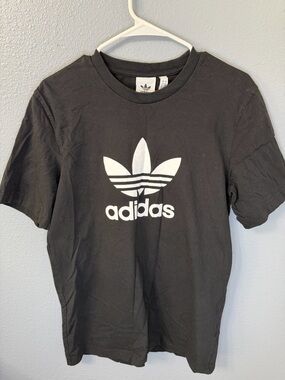 adidas Black Tee with White Trefoil Logo